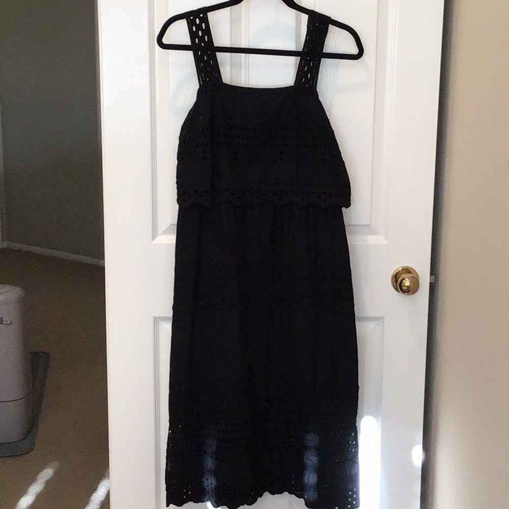 J Crew black eyelet summer dress. Size 4.